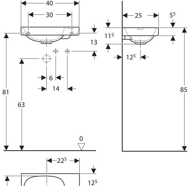 Geberit Acanto, Раковина, 500.635.01.2