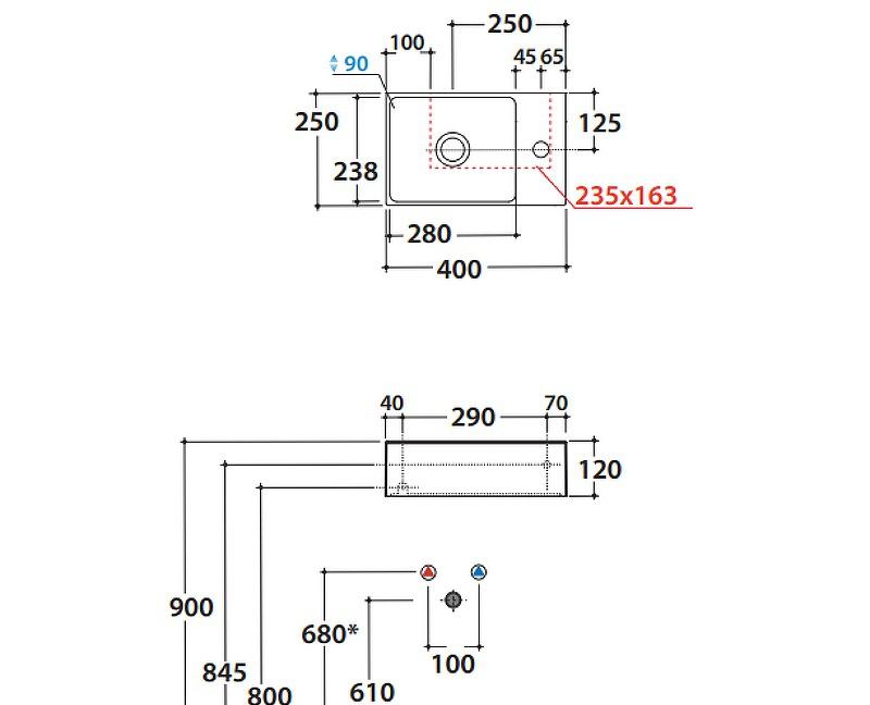 Globo T-Edge, Раковина, B6R40BI*1