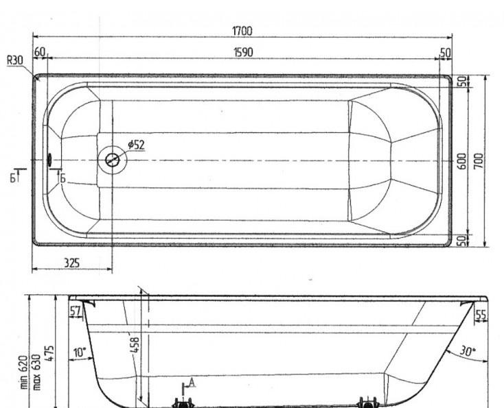 Byon B13, Чугунная ванна, Start 1700x700