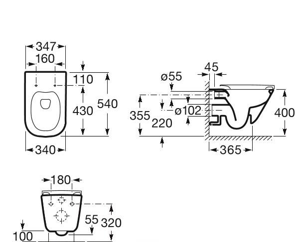 Roca Gap Rimless, Унитаз подвесной, A34H470000