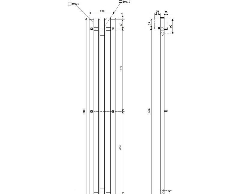 Полотенцесушитель электрический - Point, Фрея, 10.5x17x120 см, PN20722GB