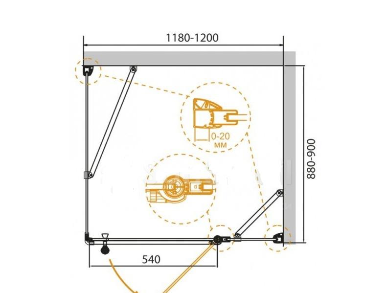 Душевой уголок - Cezares, Giubileo, 120x100x195 см, GIUBILEO-AH-11-120/100-CP-Cr-R