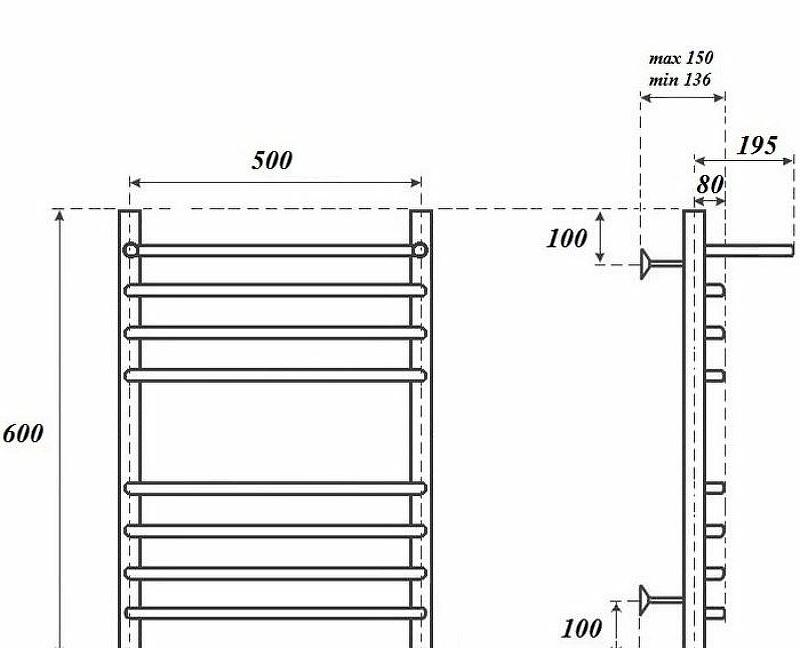 Полотенцесушитель водяной - Point, Нептун, 26.5x53.2x60 см, PN09156SP