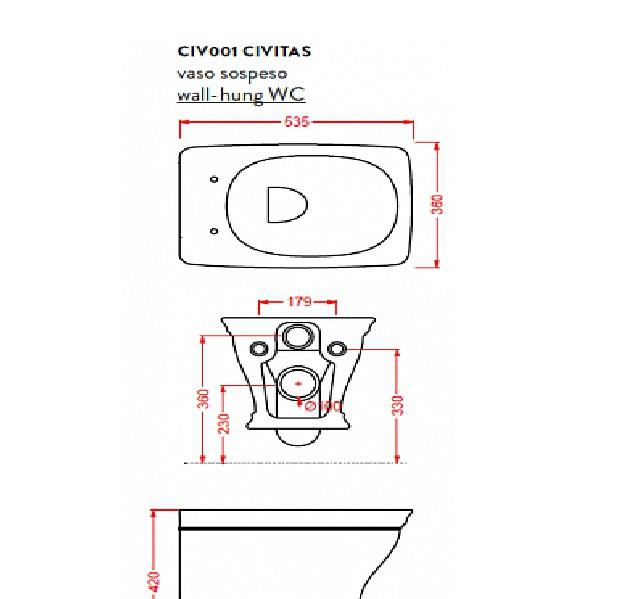 ArtCeram Civitas, Унитаз подвесной, CIV001 01 00