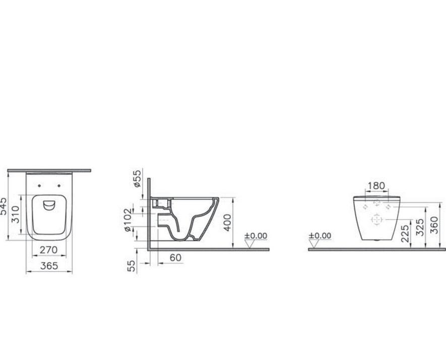 Vitra Integra Round, Унитаз подвесной с инсталляцией и кнопкой, 9856B003-7206