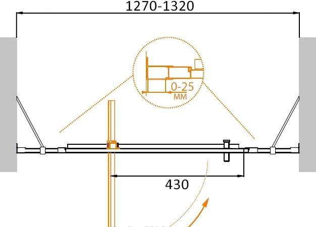 Душевая дверь - Cezares, Molveno, 130x190 см, MOLVENO-BA-12-70+60-C-Cr-IV