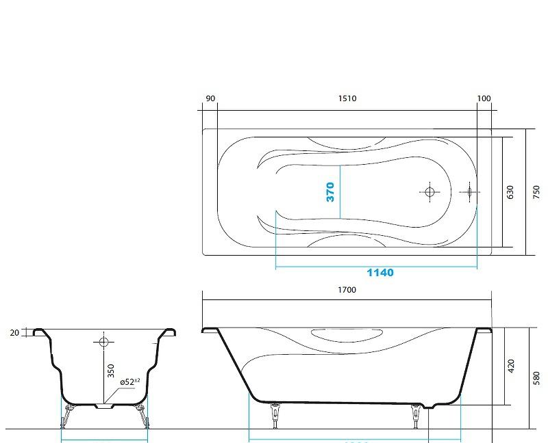 Aquatek Гамма, Чугунная ванна, AQ8070F-00