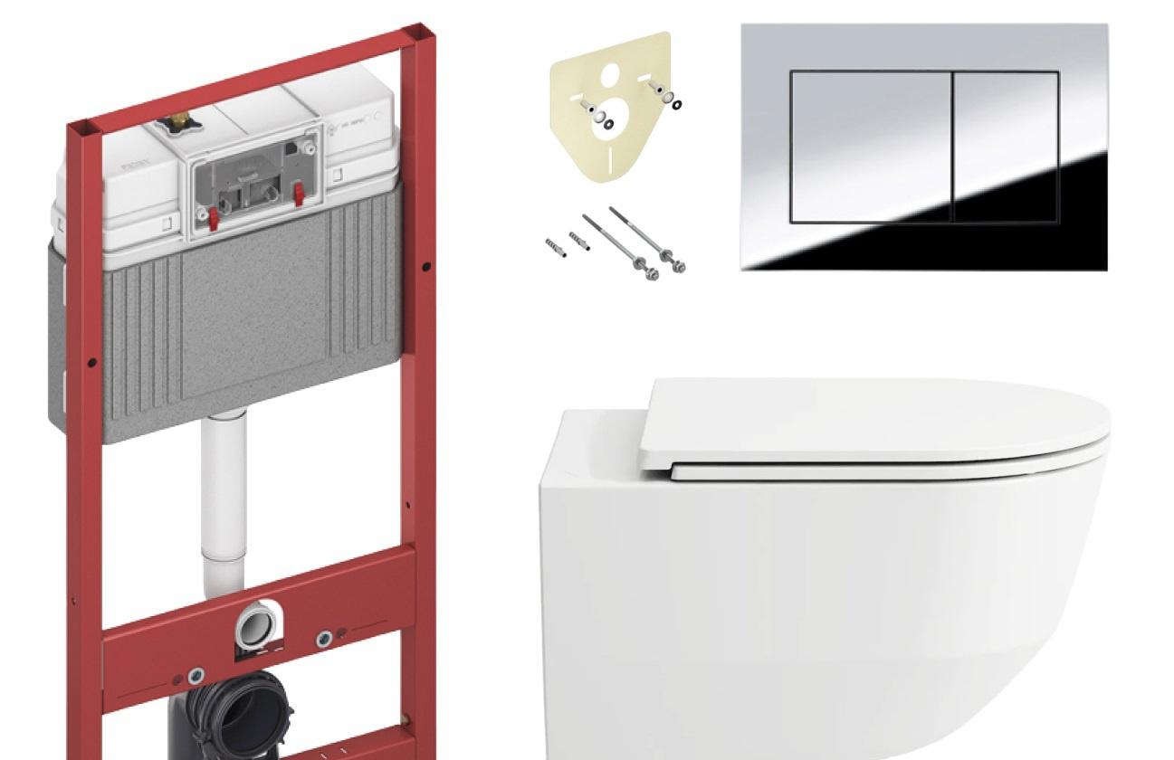 Laufen Pro, Унитаз подвесной с инсталляцией и кнопкой, 8.6996.6.940.041.2