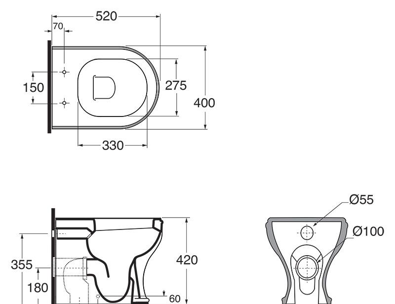 Azzurra Charme, Унитаз приставной, CHVCTT000000BI