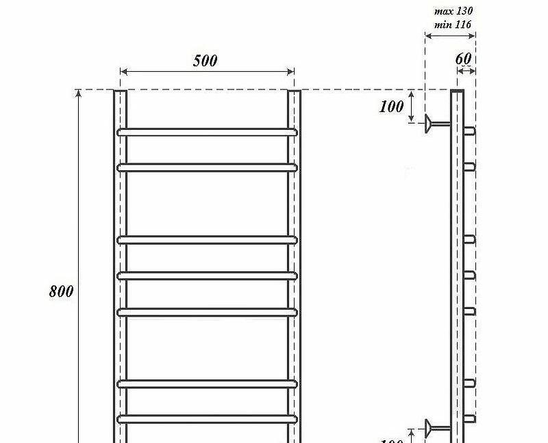 Полотенцесушитель водяной - Point, Венера, 13x53.2x80 см, PN07158