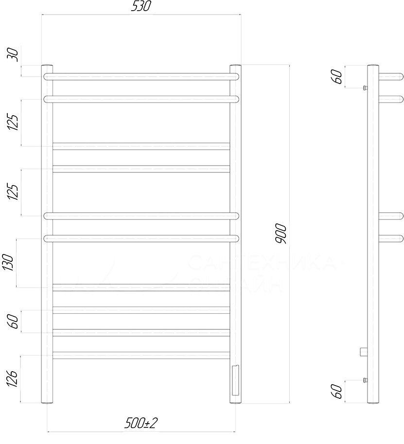 Полотенцесушитель электрический - Lemark, Linara, 13x53x90 см, LM04910Z
