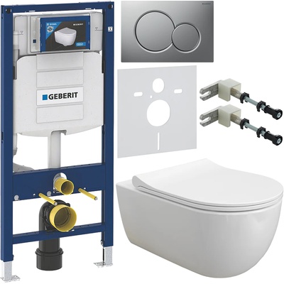 Geberit без коллекции, Унитаз подвесной с инсталляцией и кнопкой, 978-SET-W