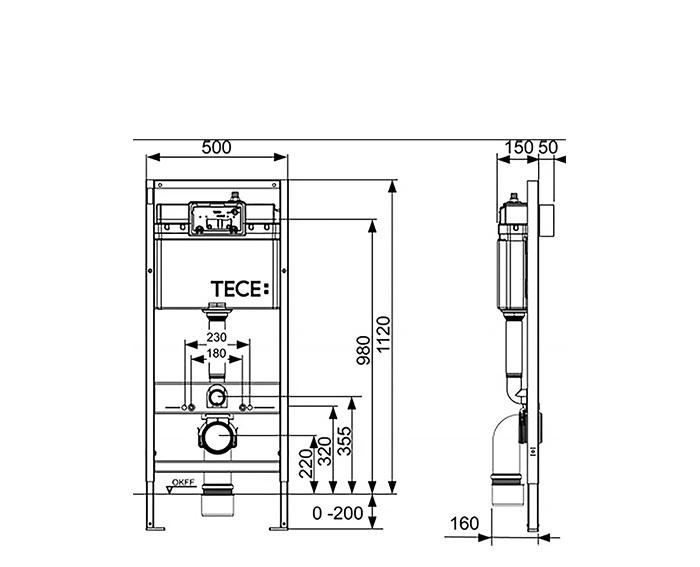 Инсталляция для унитаза - Tece, TECEspring, 16.5x50.6x114.4 см, S955302