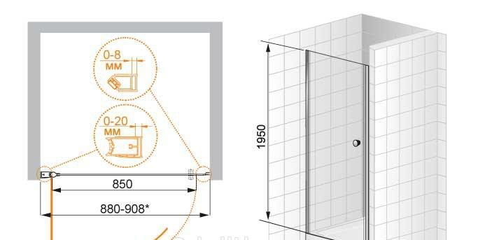 Душевая дверь - Cezares, Elena, 100x195 см, ELENA-B-11-30+70-P-Cr-R / ELENA-W-B-11-30+70-P-Cr-R