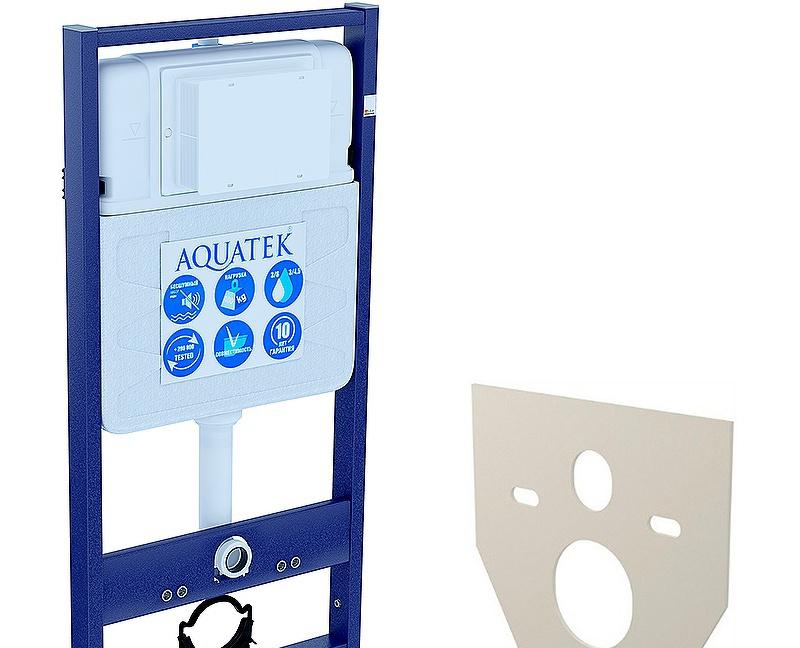 Aquatek Вега, Унитаз подвесной с инсталляцией и кнопкой, Set AQUATEK ВЕГА-009 4в1