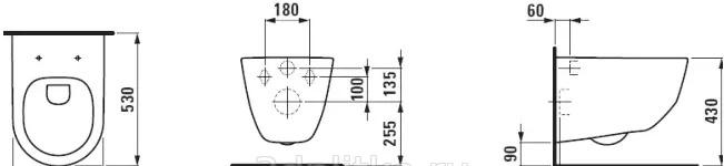 Laufen Pro Rimless, Унитаз подвесной с инсталляцией и кнопкой, 8.6996.6.000.000.R / 00303820