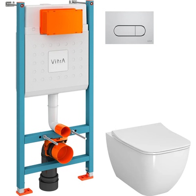 Vitra Shift, Унитаз подвесной с инсталляцией и кнопкой, BB045CPR