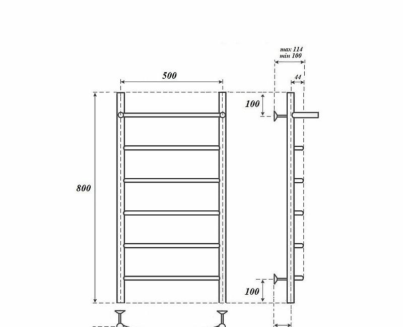 Полотенцесушитель водяной - Point, Афина, 11.4x53.2x80 см, PN04558