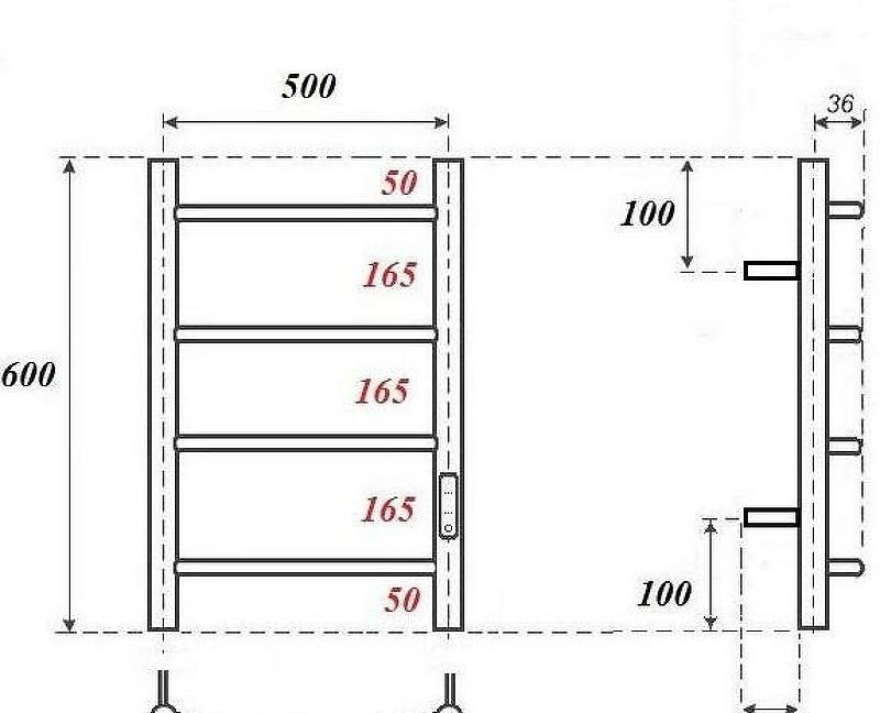 Полотенцесушитель электрический - Point, Афина, 10.7x53.2x60 см, PN04856B