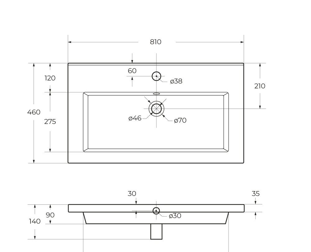 Cezares Plane, Раковина, CZR-8070-80