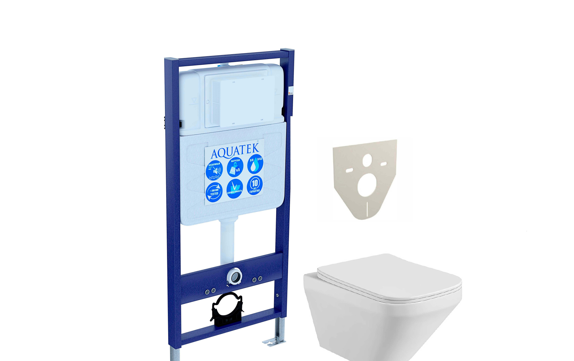 Aquatek Лира, Унитаз подвесной с инсталляцией и кнопкой, SET AQUATEK ЛИРА